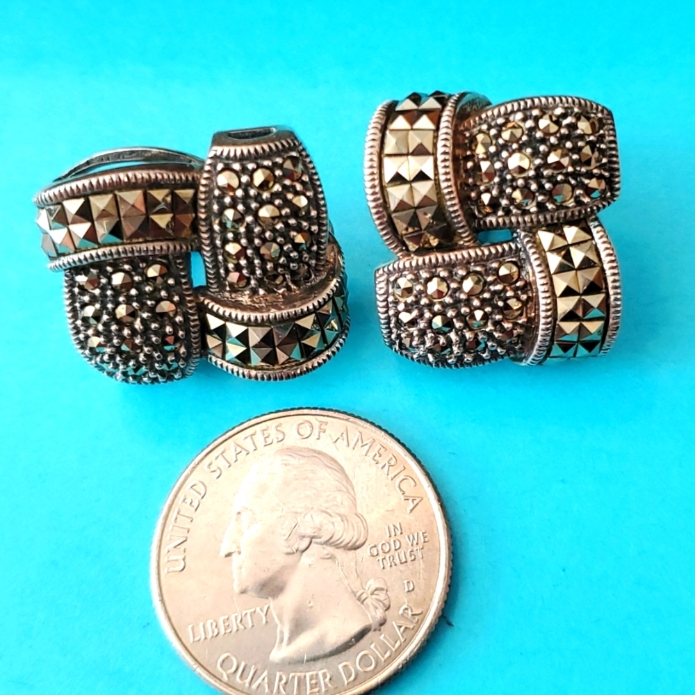 Marcasite Sterling Silver gorgeous clip earrings Judith Jack